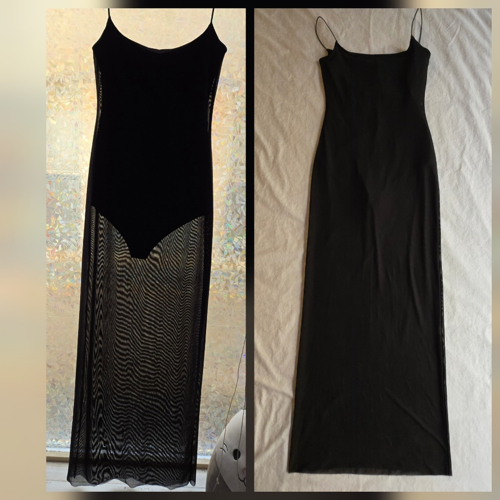Zara Mesh Slip Spaghetti Strap Bodysuit Dress